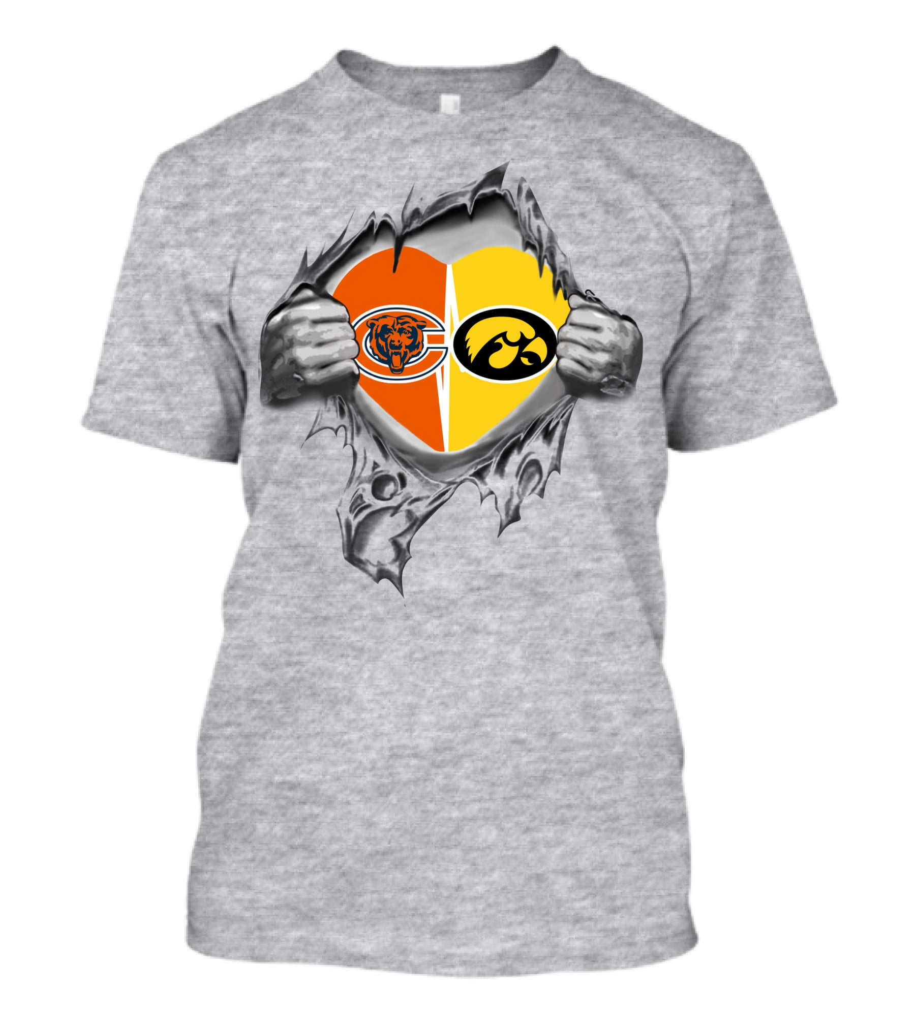 Bears Logo Iowa Hawkeyes Heart Design With Torn T-Shirt