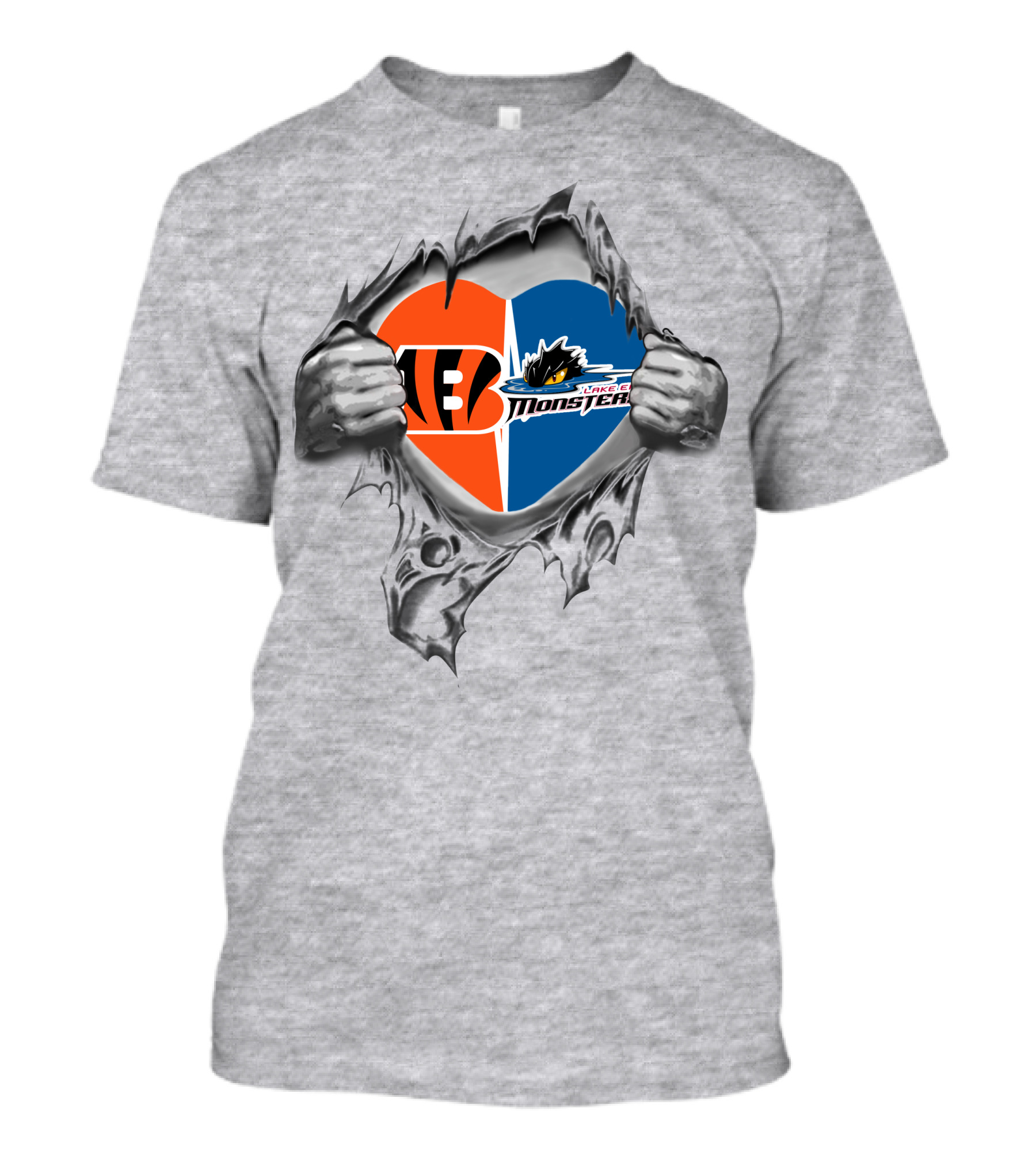 Bengals And Lake Erie Monsters Heart T-Shirt