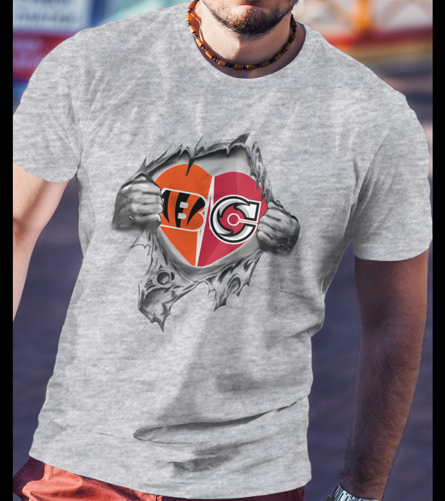 Bengals Cyclones Logo Heart Split T-Shirt