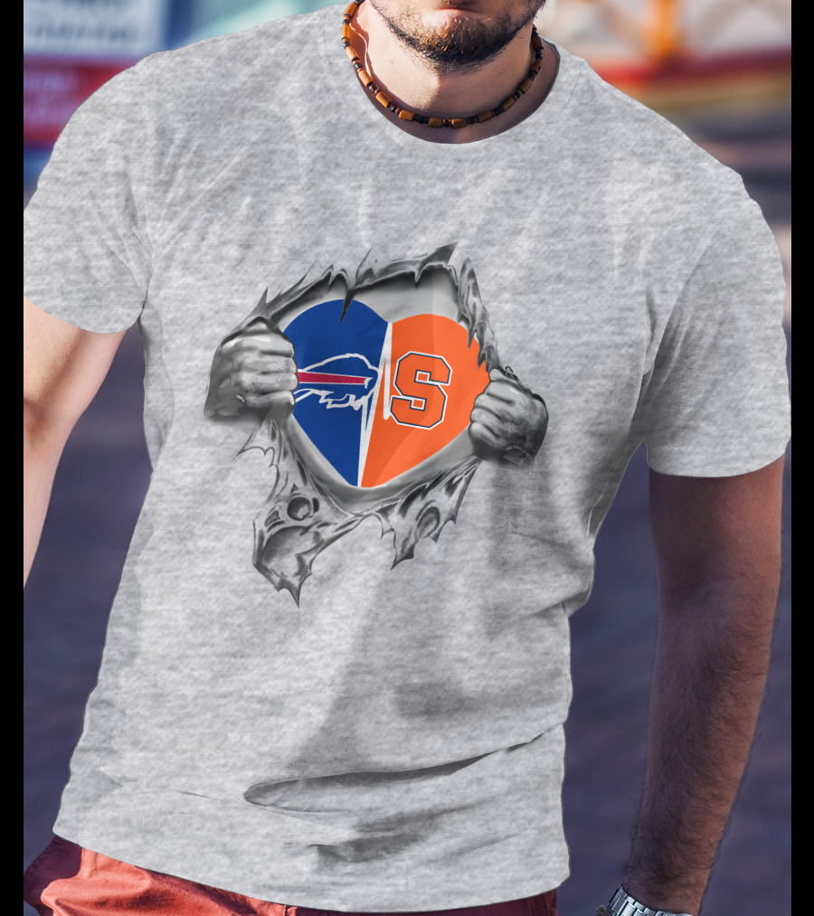 Buffalo Bills Syracuse Orange Heart Symbol Fusion T-Shirt