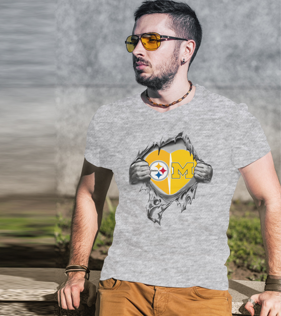 Steelers Heart Michigan Split T-Shirt