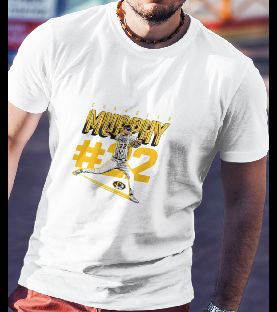 Chandler Murphy Missouri NCAA Baseball #22 Player Action T-Shirt