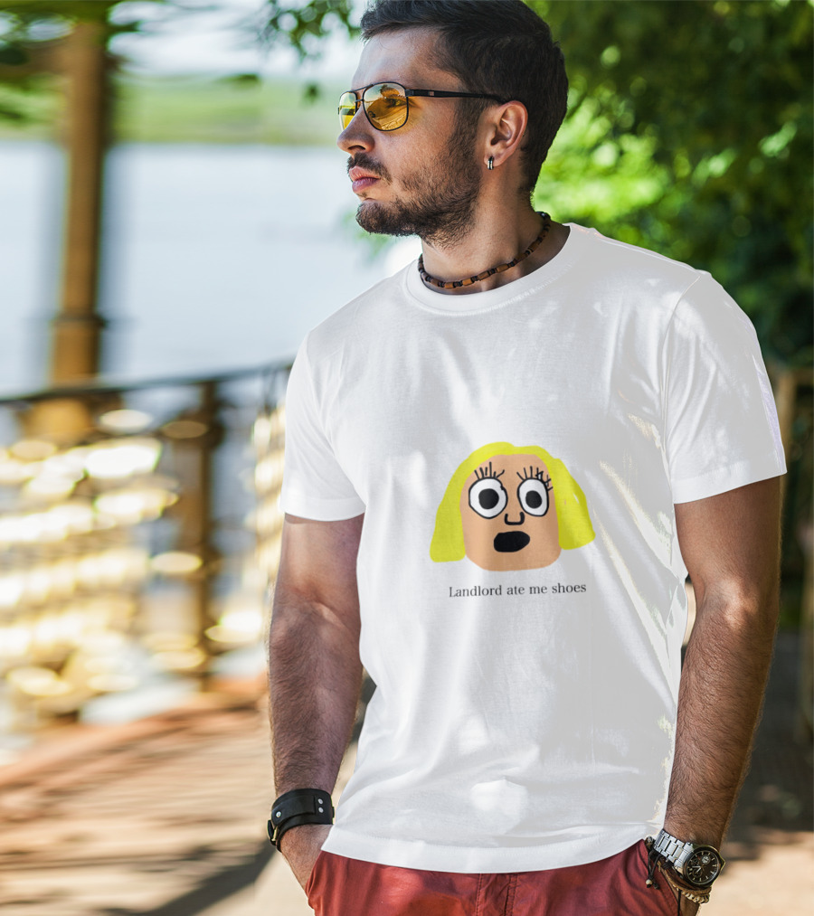 Landlord Ate Me Shoes Blonde Cartoon Face T-Shirt