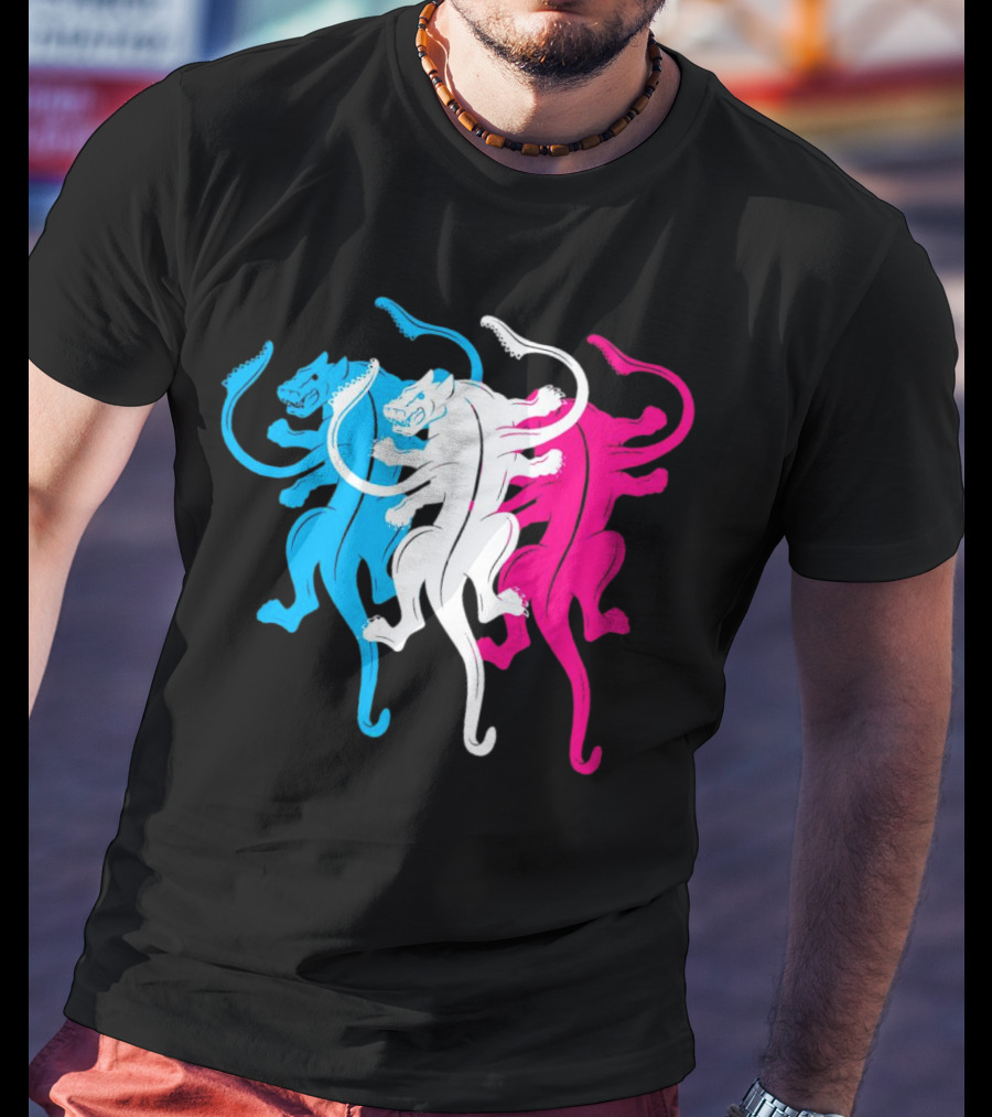 Displaced Blue White Red Panther Trio T-Shirt