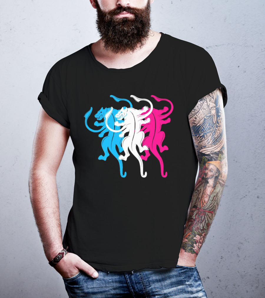 Displaced Blue White Red Panther Trio T-Shirt