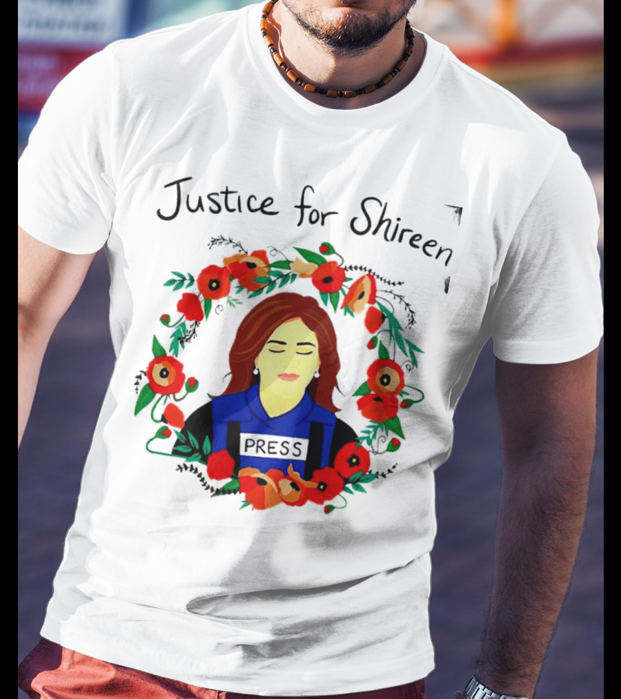 Justice For Shireen Press Floral Wreath T-Shirt