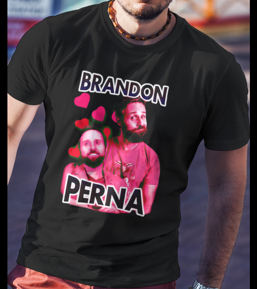 Brandon Perna Heart Icons Red Shirt Pose T-Shirt