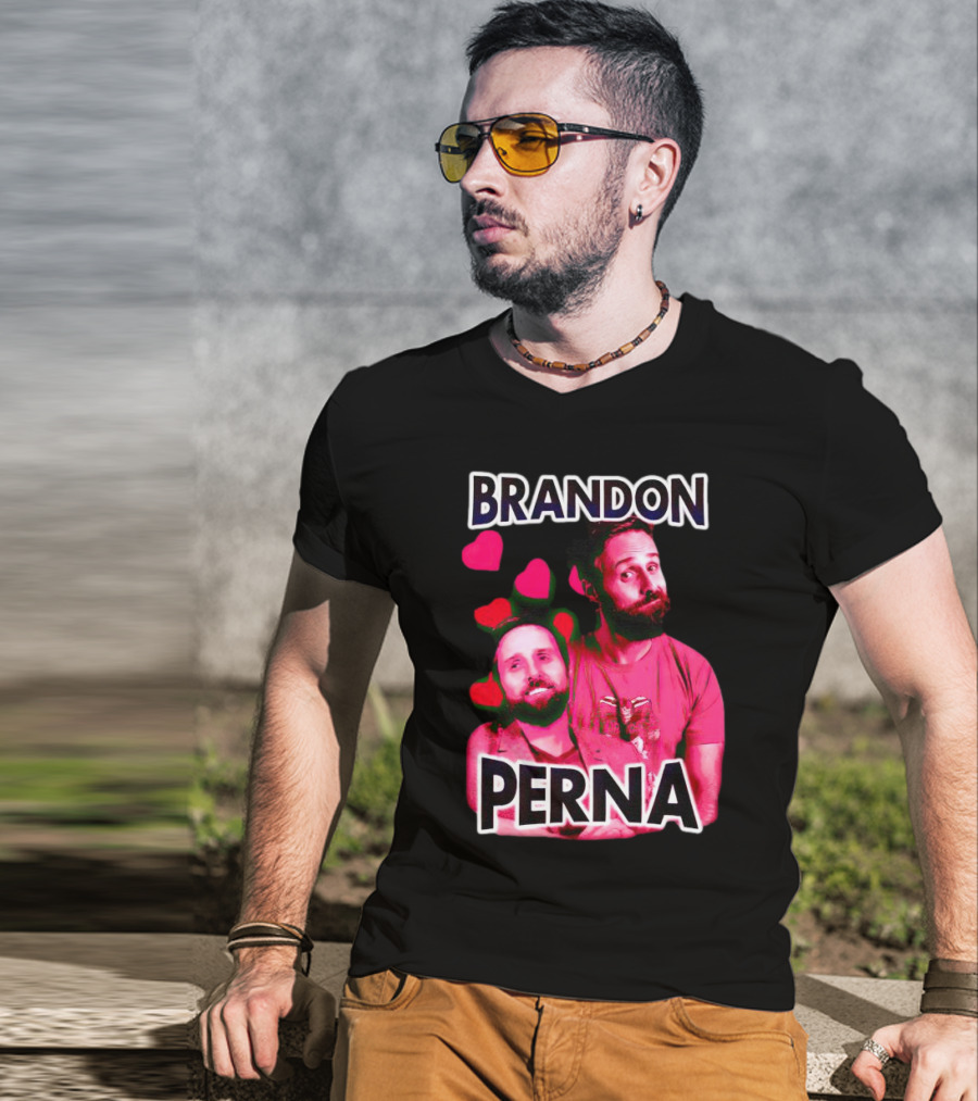Brandon Perna Heart Icons Red Shirt Pose T-Shirt