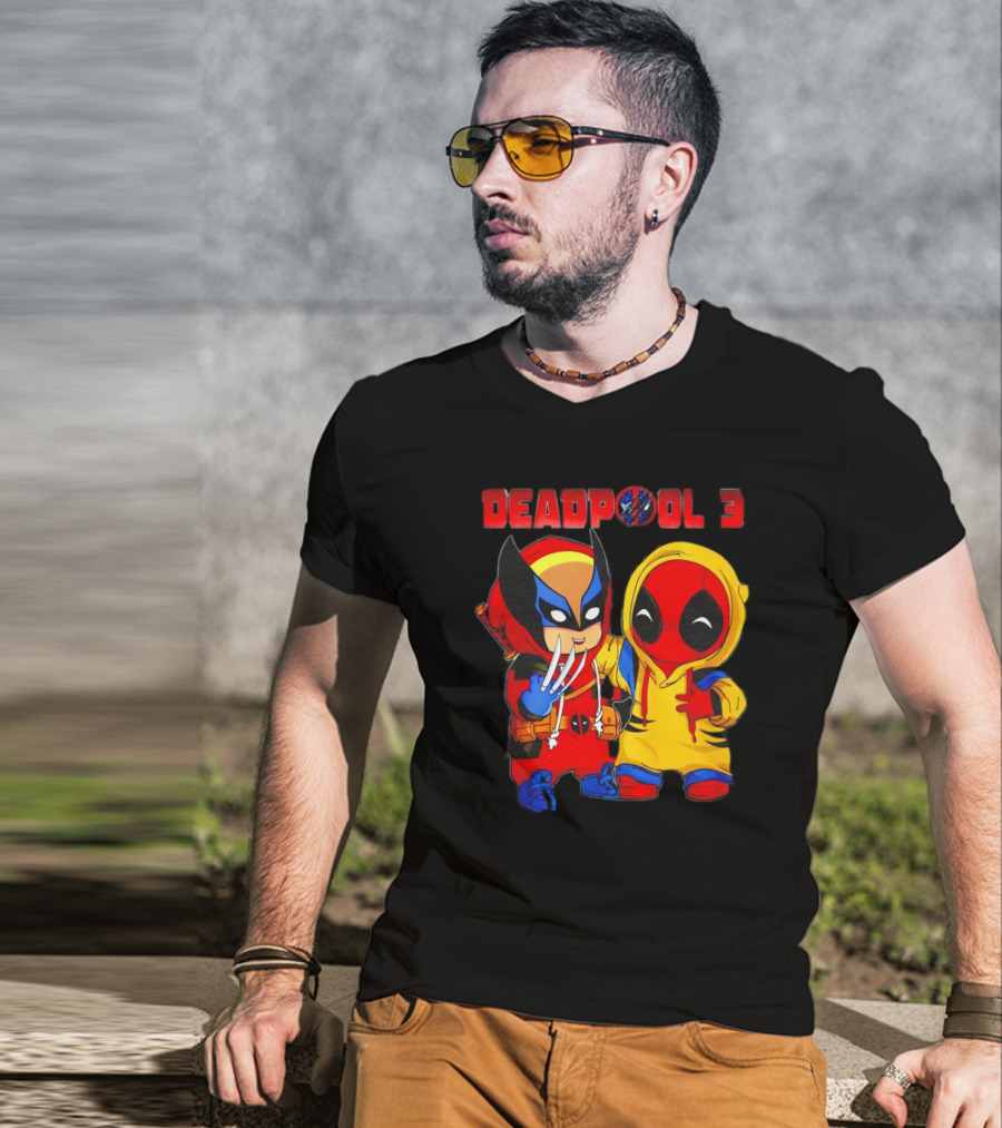 Deadpool 3 Wolverine And Deadpool Cartoon Characters T-Shirt