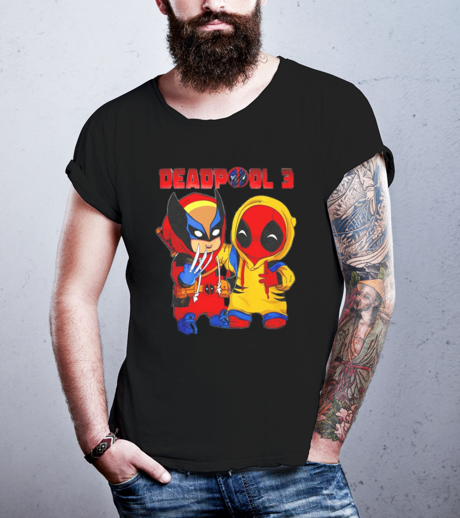 Deadpool 3 Wolverine And Deadpool Cartoon Characters T-Shirt