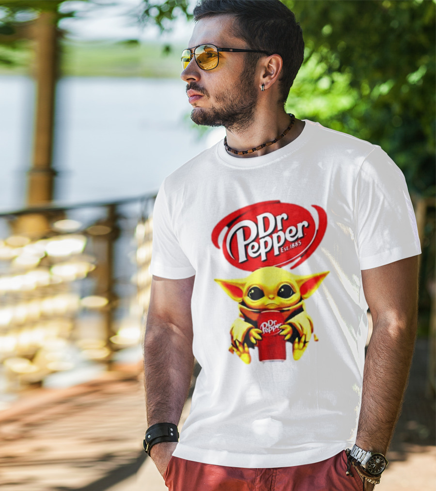Dr Pepper Baby Yoda Holding Soda Can T-Shirt