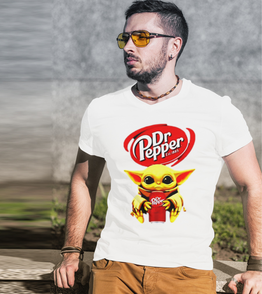 Dr Pepper Baby Yoda Holding Soda Can T-Shirt