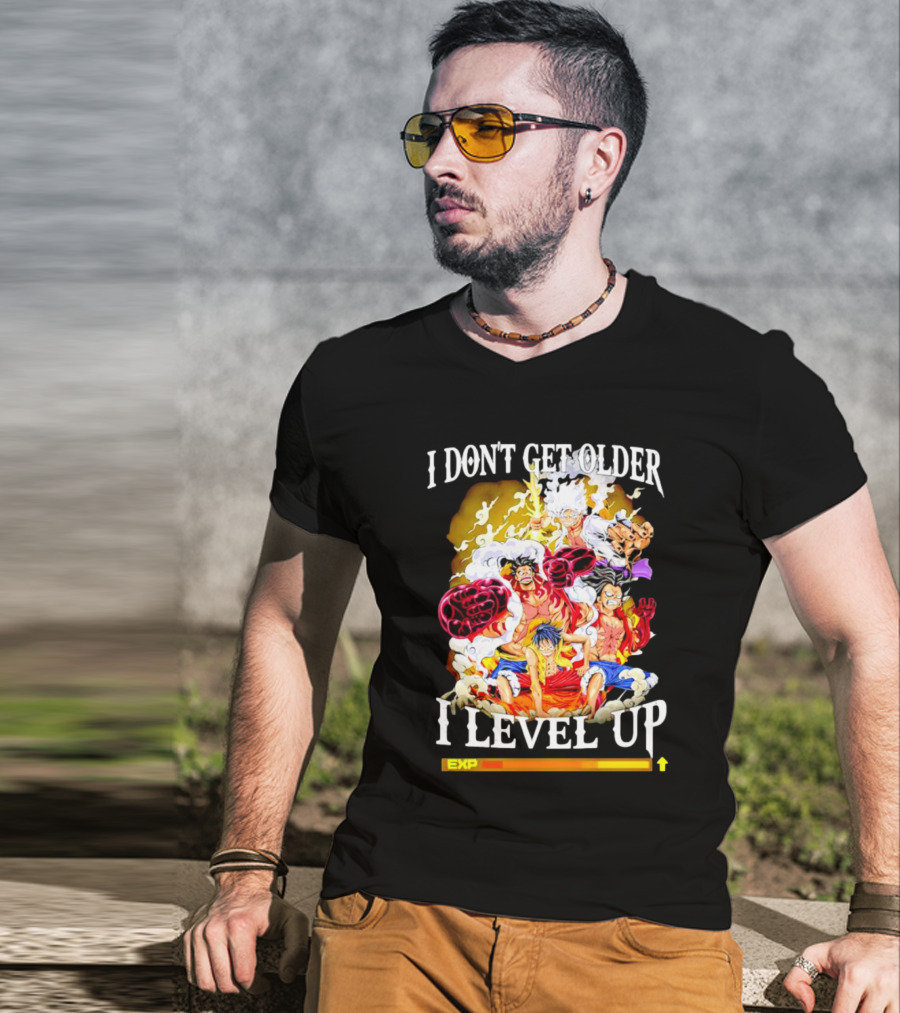 I Don't Get Older I Level Up EXP One Piece Characters T-Shirt