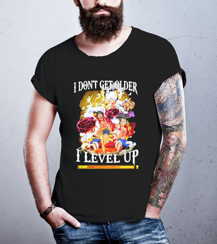 I Don't Get Older I Level Up EXP One Piece Characters T-Shirt
