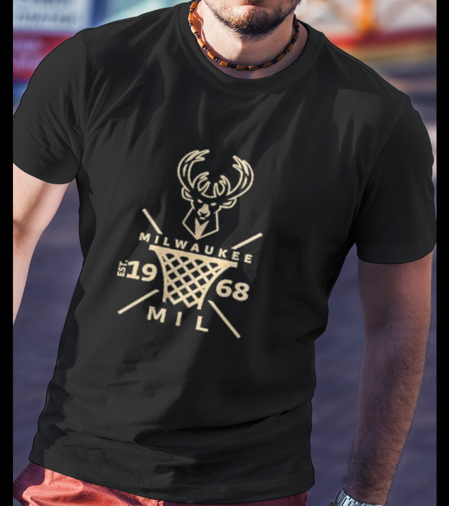 Milwaukee Bucks Est. 1968 Deer Logo 1111 Vel R. Phillips Ave Milwaukee T-Shirt