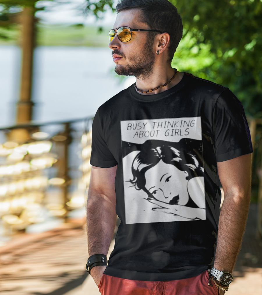 Busy Thinking About Girls Comic Pop T-Shirt