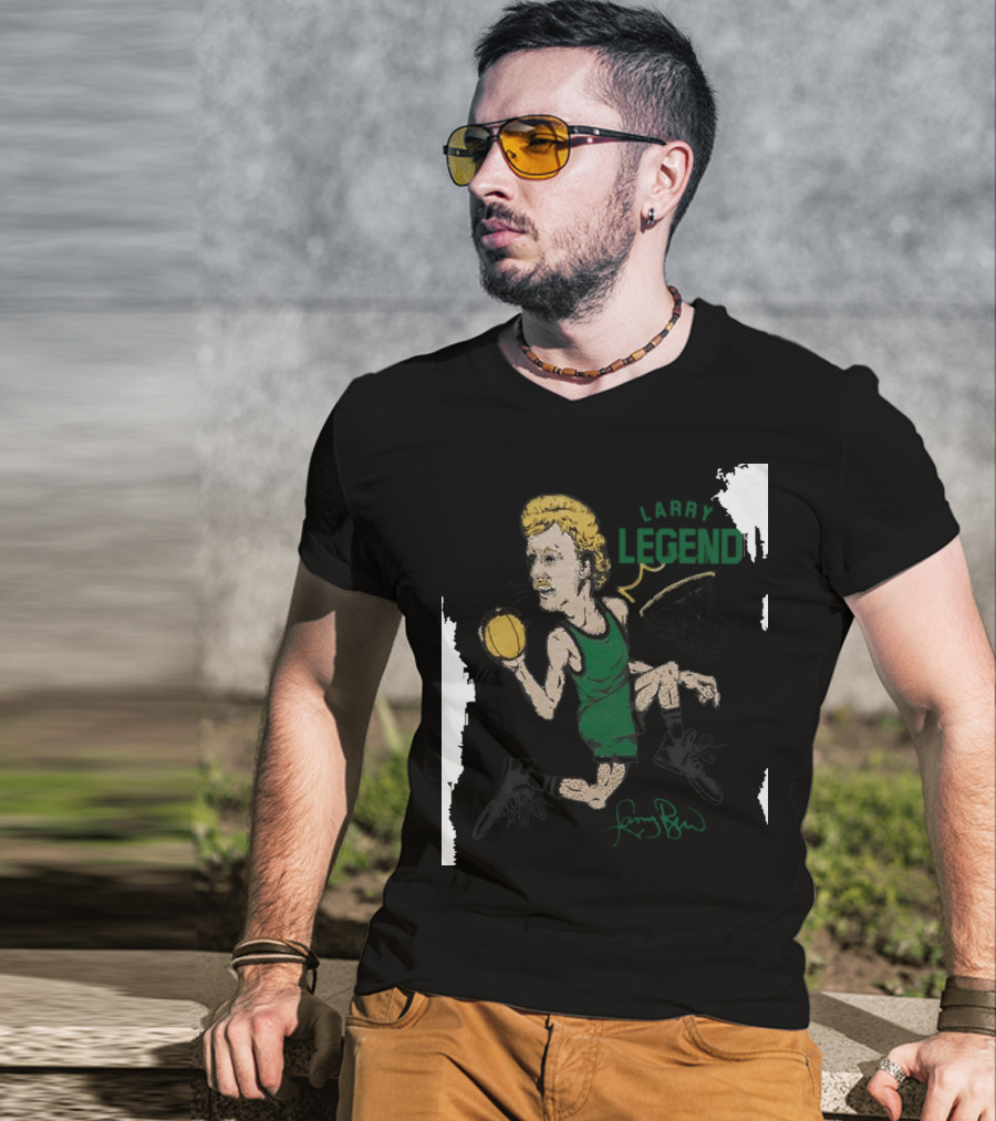 Dave Portnoy Wearing Larry Legend Basketball Art With Larry Bird Signature T-Shirt