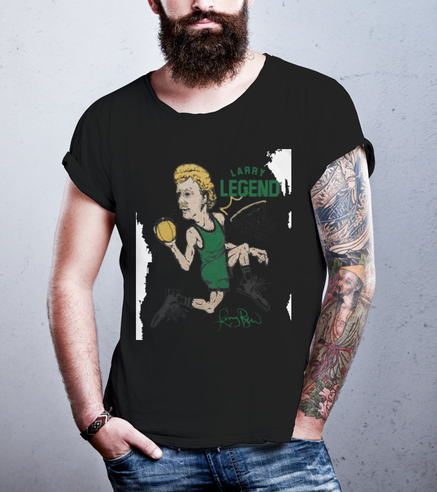 Dave Portnoy Wearing Larry Legend Basketball Art With Larry Bird Signature T-Shirt