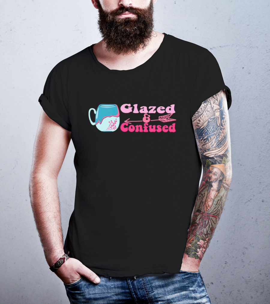 Glazed And Confused Mug With Pink And Blue Arrow T-Shirt