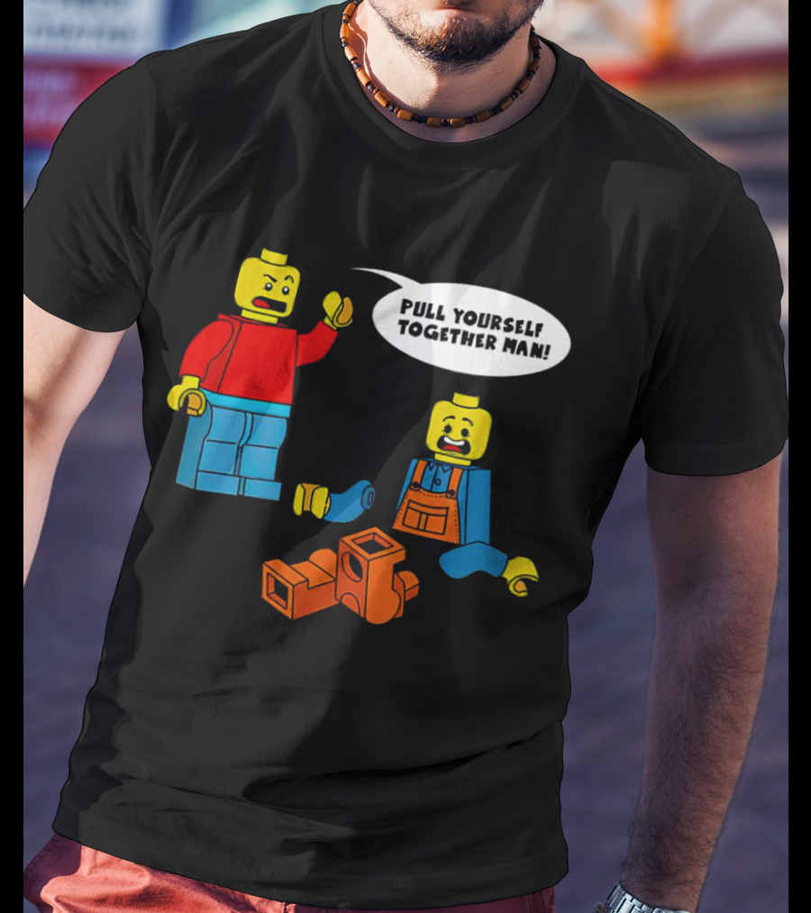 LEGO Figures Pull Yourself Together Man Speech Bubble Playful Scene T-Shirt