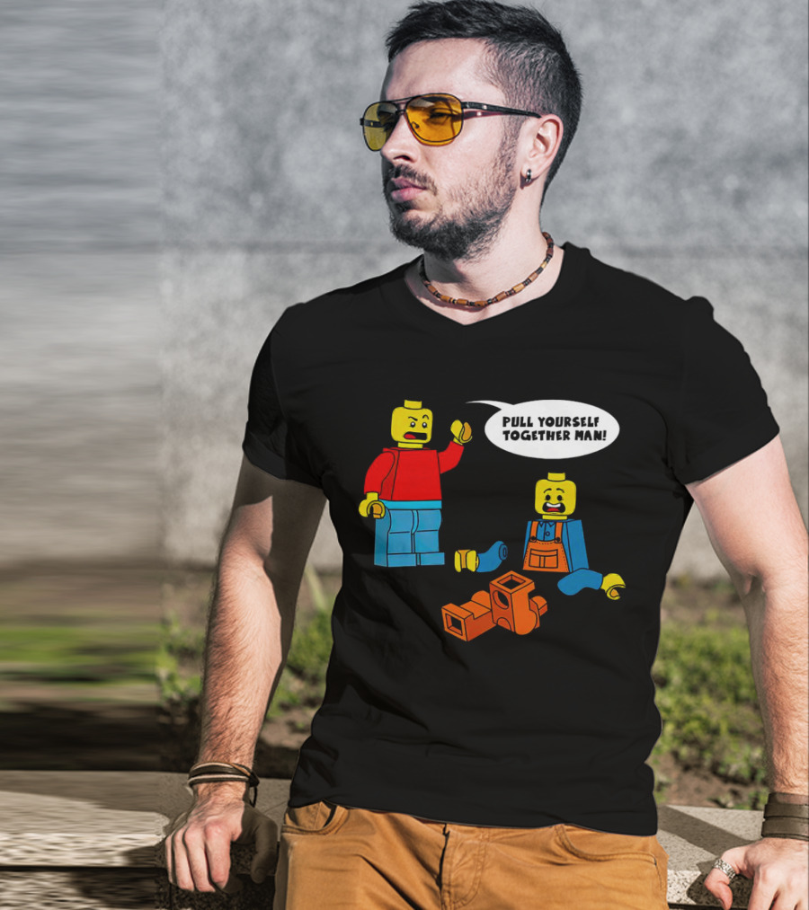 LEGO Figures Pull Yourself Together Man Speech Bubble Playful Scene T-Shirt