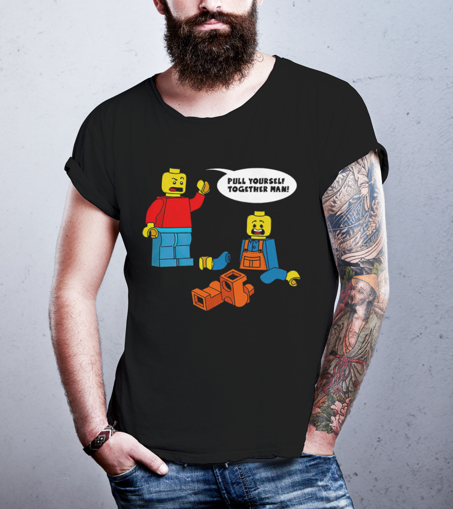 LEGO Figures Pull Yourself Together Man Speech Bubble Playful Scene T-Shirt