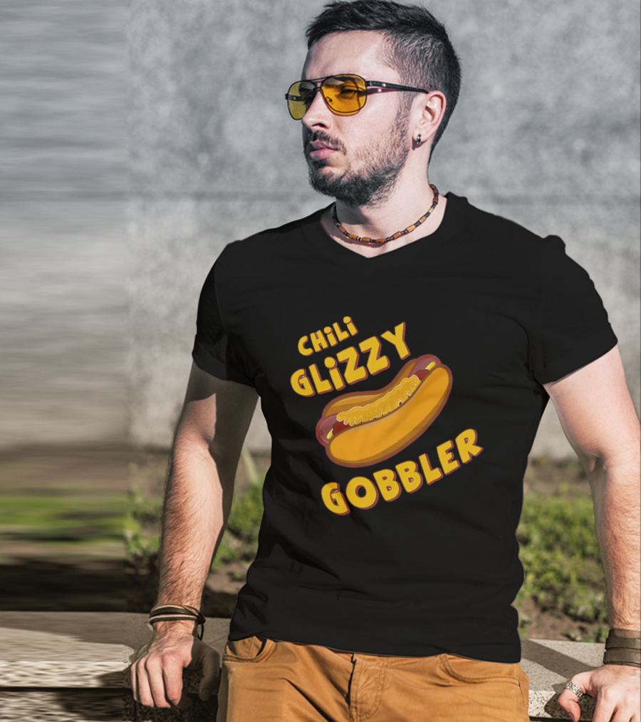 Chili Glizzy Gobbler Hot Dog Fun Text T-Shirt