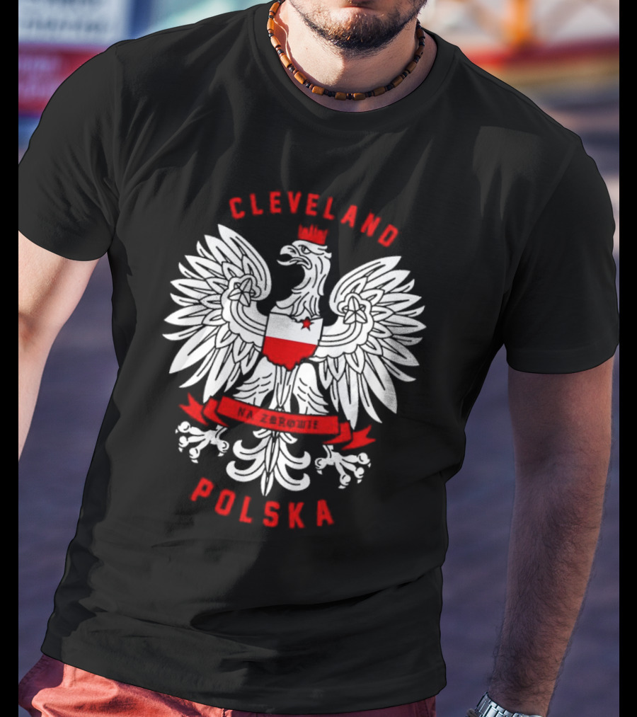 Cleveland Polska Na Zdrowie White Eagle Crest T-Shirt