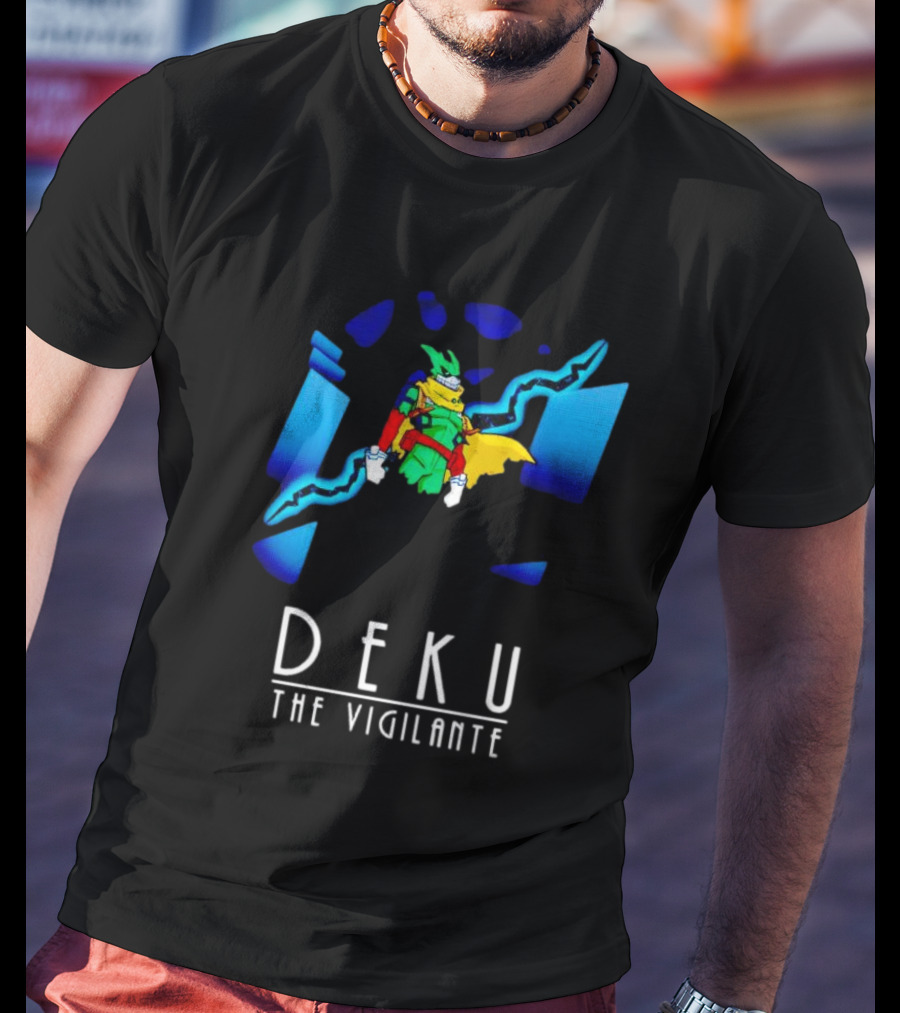 Deku The Vigilante Colorful Hero And Blue Electric Lightning Burst T-Shirt