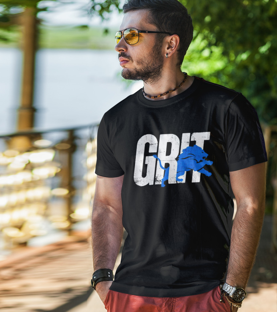 Grit Detroit Lions Blue Lion T-Shirt