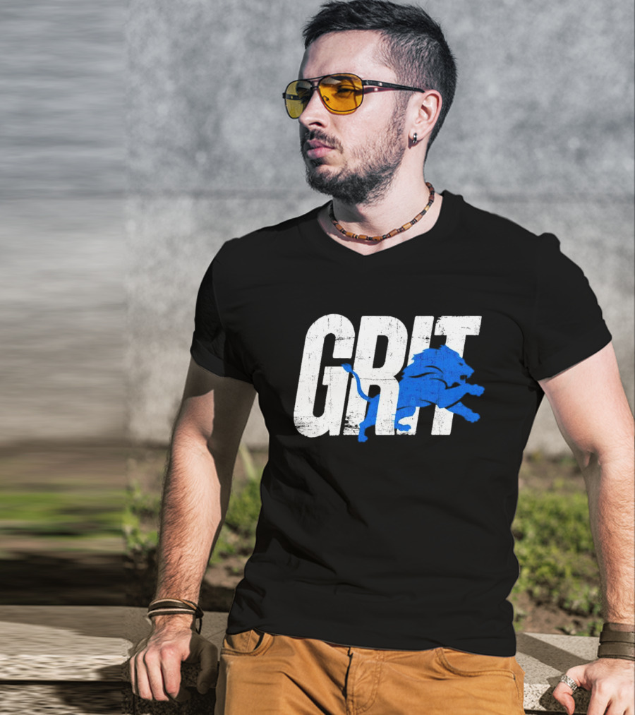 Grit Detroit Lions Blue Lion T-Shirt