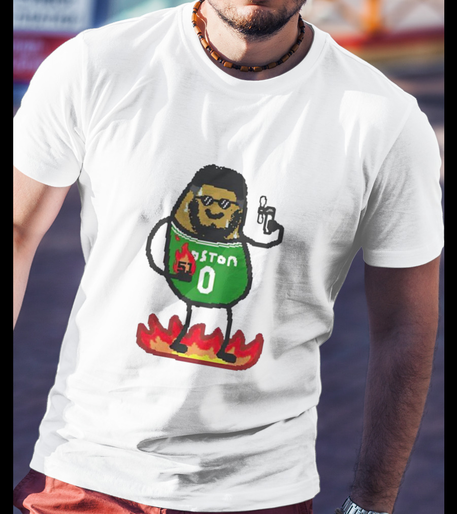 Jayson Tatum Boston NBA Potatum Green Jersey Fire T-Shirt