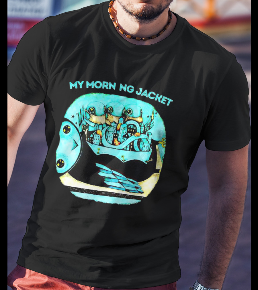 MY MORN NG JACKET Surreal Dream Cityscape Owl Figure T-Shirt