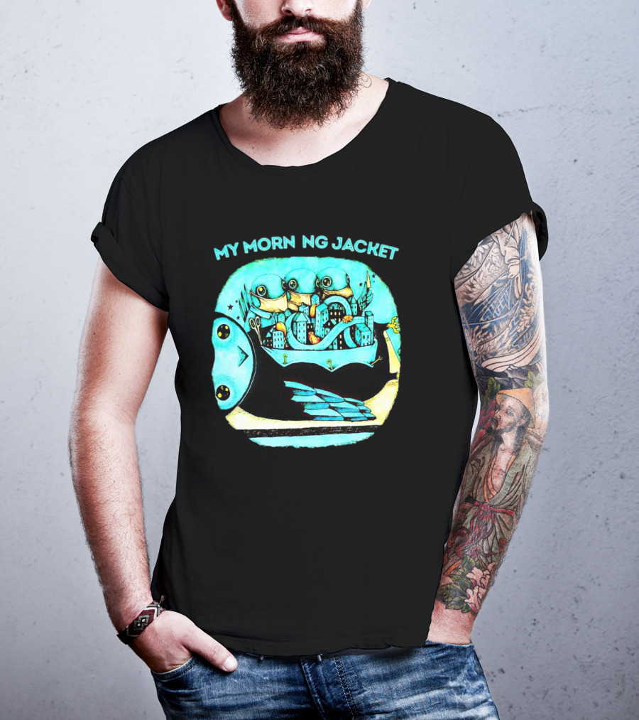 MY MORN NG JACKET Surreal Dream Cityscape Owl Figure T-Shirt
