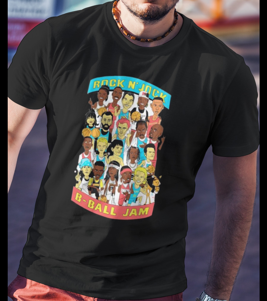 Rock N’ Jock B-Ball Jam Patti Lapel Ivy Mono Iconic Basketball Cartoon Characters T-Shirt