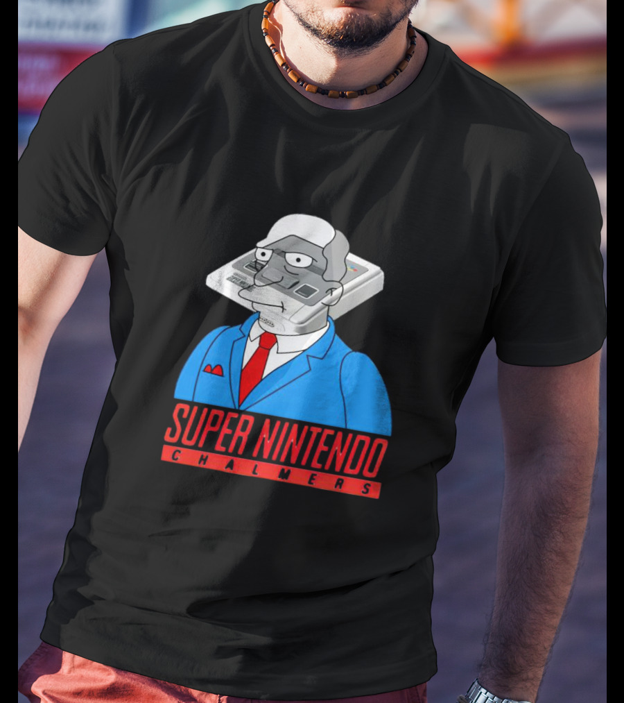 Super Nintendo Chalmers Simpsons Parody Suit Red Tie Console Head T-Shirt