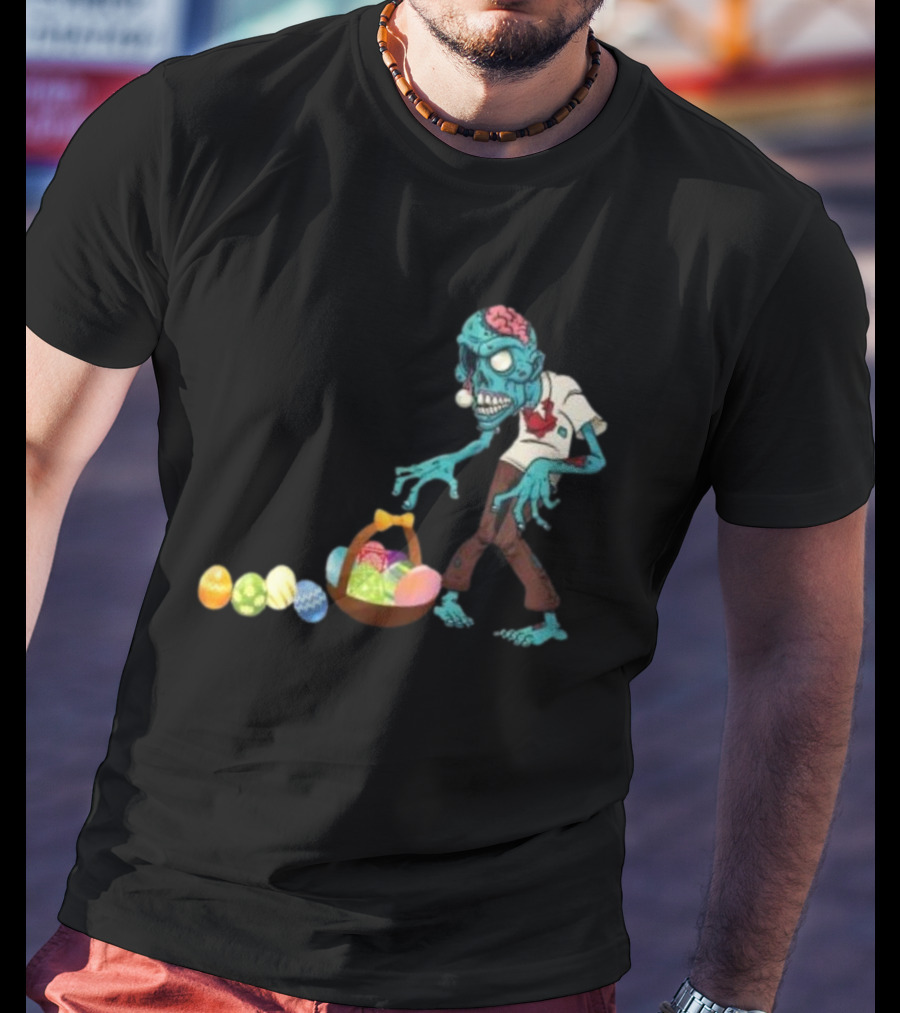 Zombie Collecting Happy Easter Eggs T-Shirt