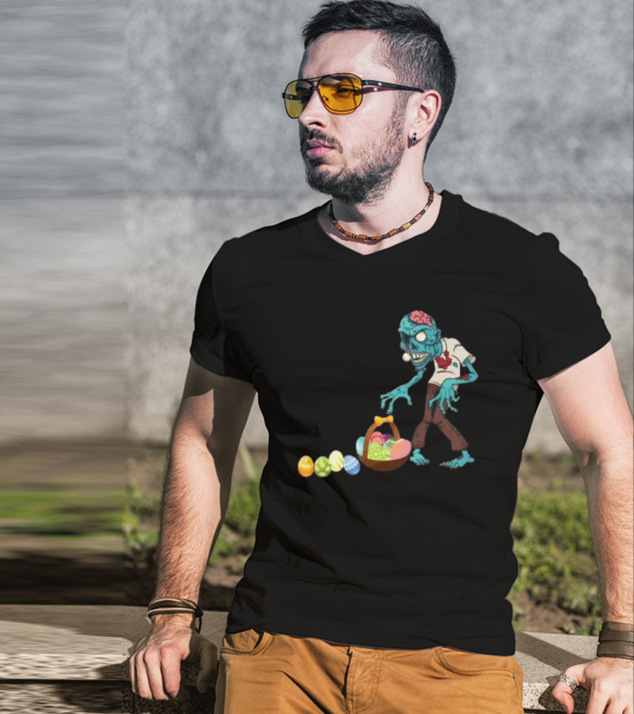 Zombie Collecting Happy Easter Eggs T-Shirt