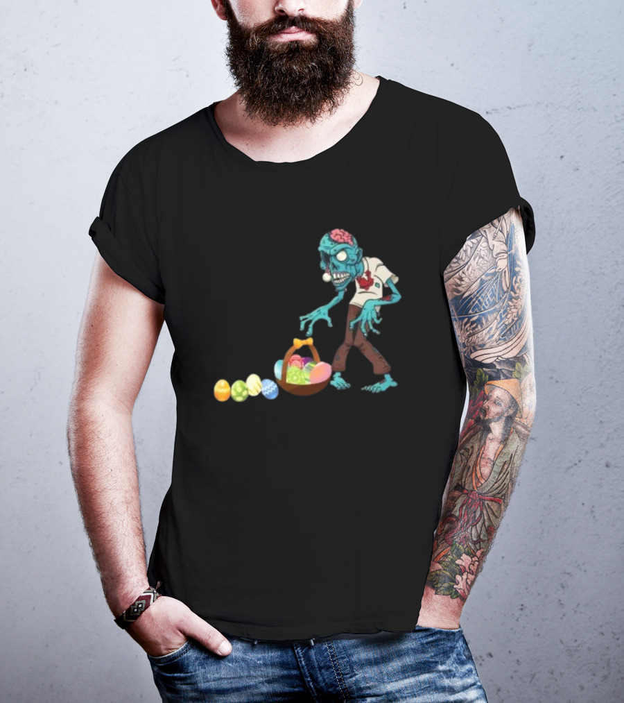 Zombie Collecting Happy Easter Eggs T-Shirt