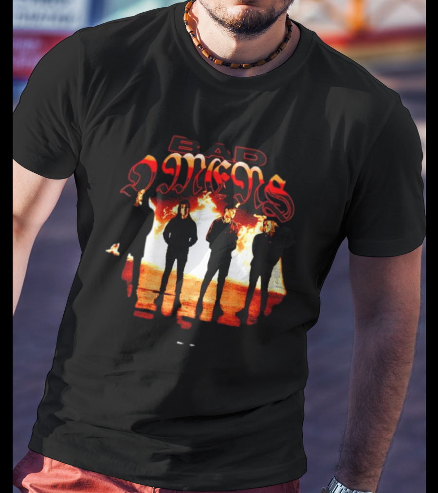 BAD OMENS Face In The Flames Shadows Fiery Background T-Shirt
