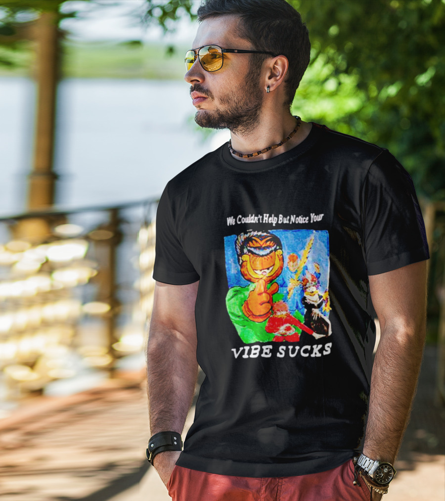 Garfield We Couldn't Help But Notice Your Vibe Sucks Retro Comic T-Shirt