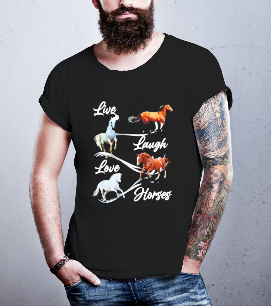 Live Laugh Love Horses Jumping Energetic Colors T-Shirt
