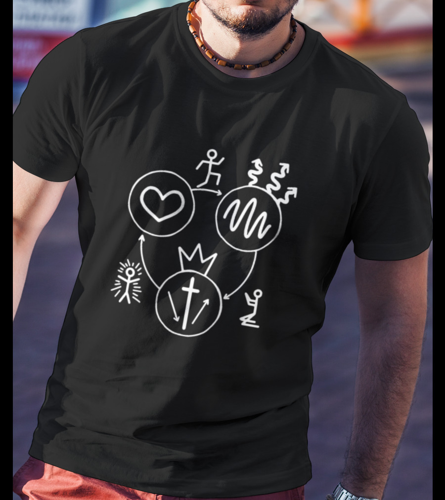 Three Circles Gospel Heart Life Transformation Arrows Cross Stick Figures T-Shirt