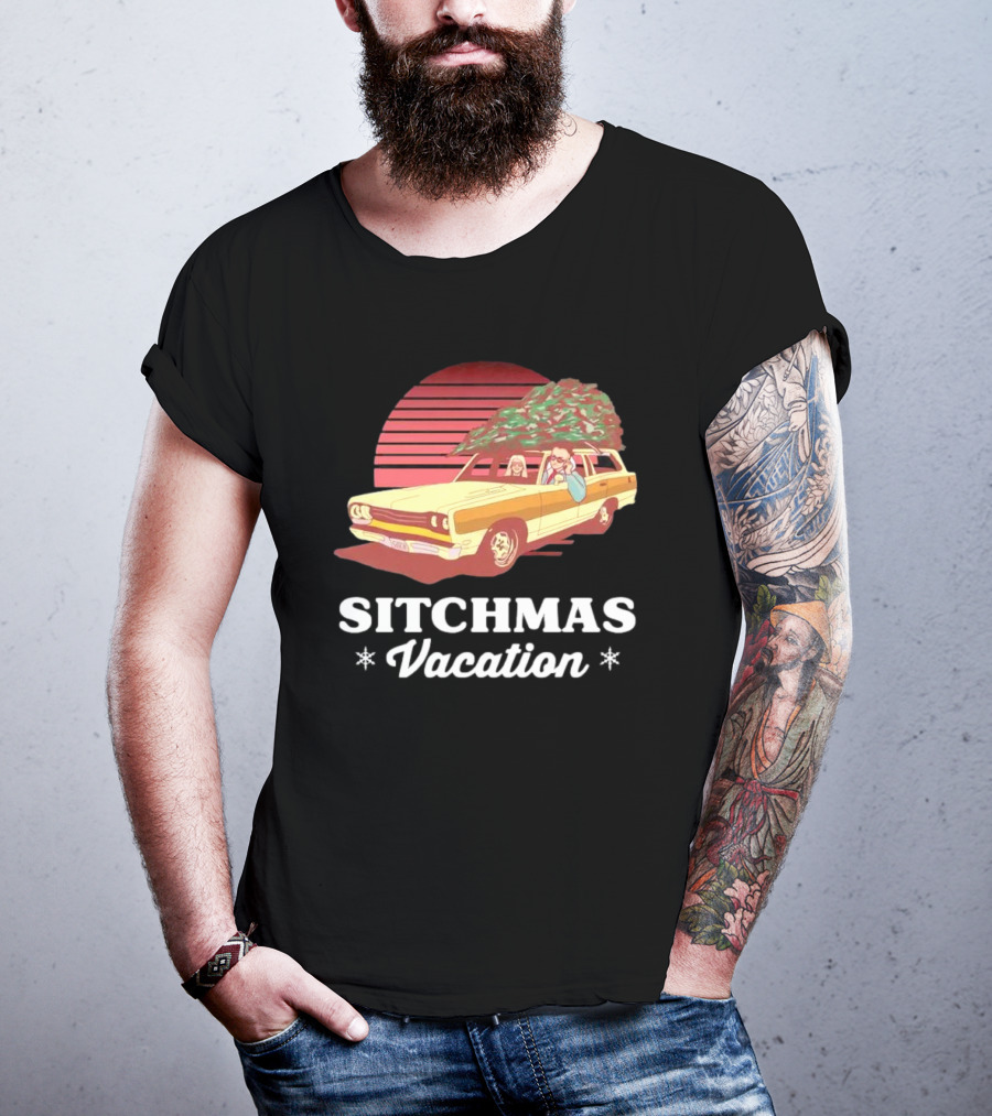 Sitchmas Vacation Retro Christmas Car Scene T-Shirt