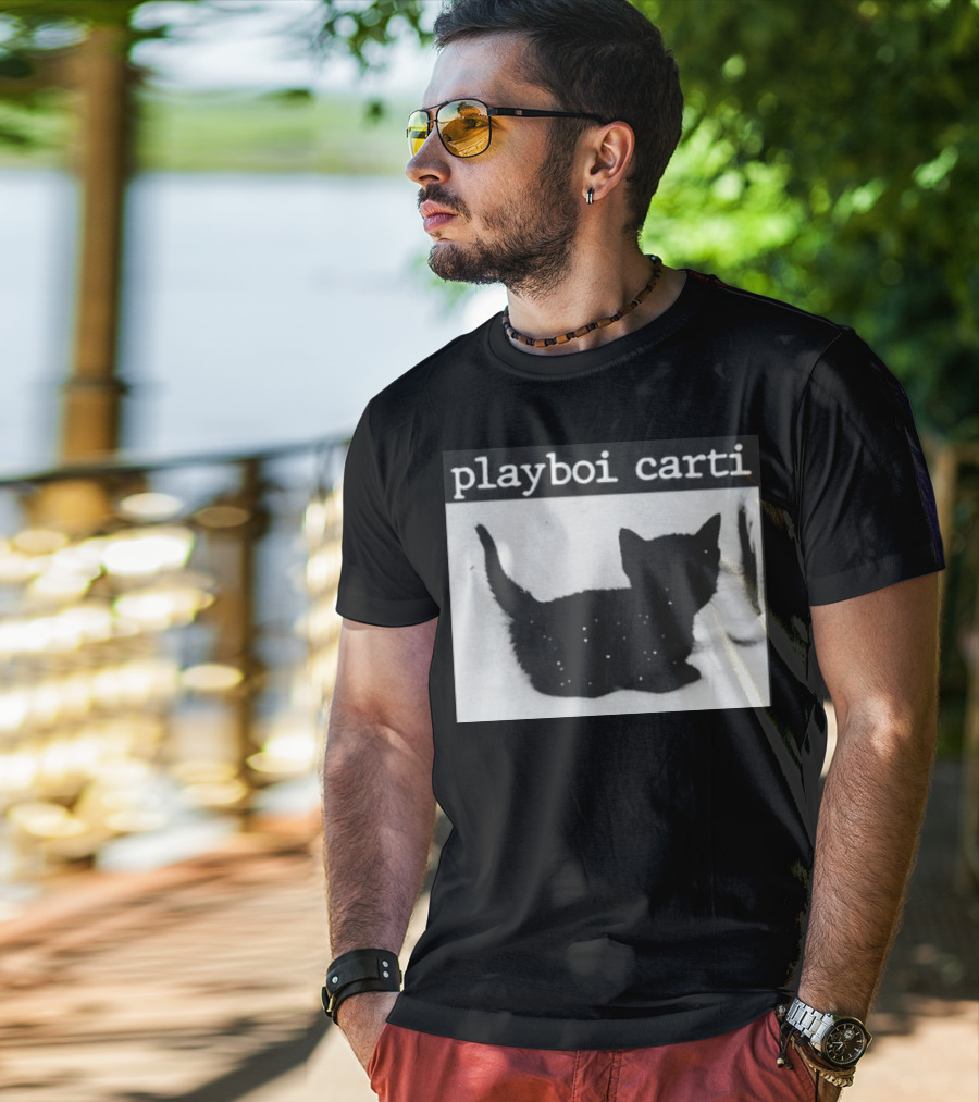 Playboi Carti Starry Black Cat Minimalist Aesthetic T-Shirt