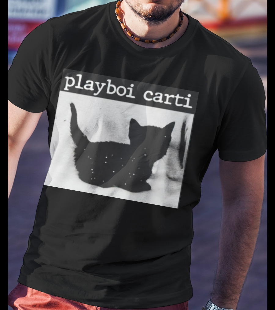 Playboi Carti Starry Black Cat Minimalist Aesthetic T-Shirt