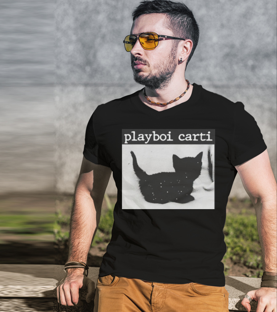 Playboi Carti Starry Black Cat Minimalist Aesthetic T-Shirt