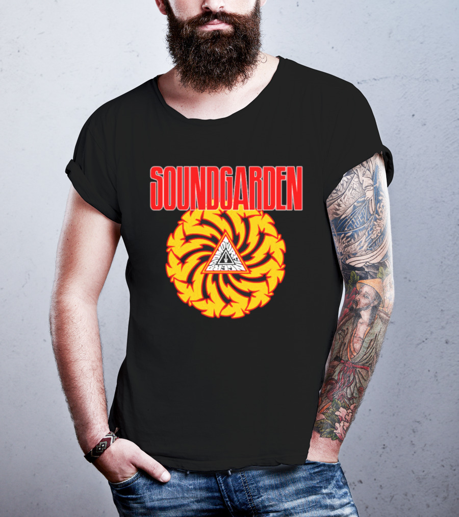 Soundgarden Badmotorfinger Album Cover Iconic Logo Spiral T-Shirt