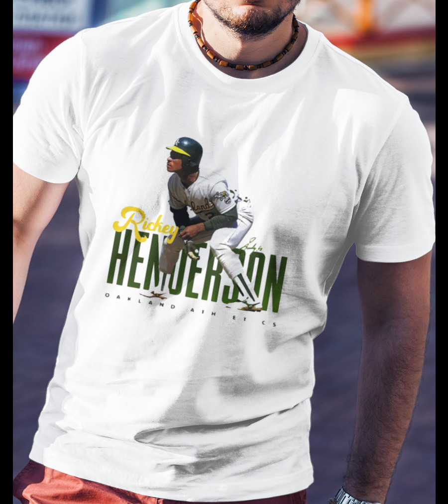 Rickey Henderson Oakland Athletics Vintage Signature T-Shirt