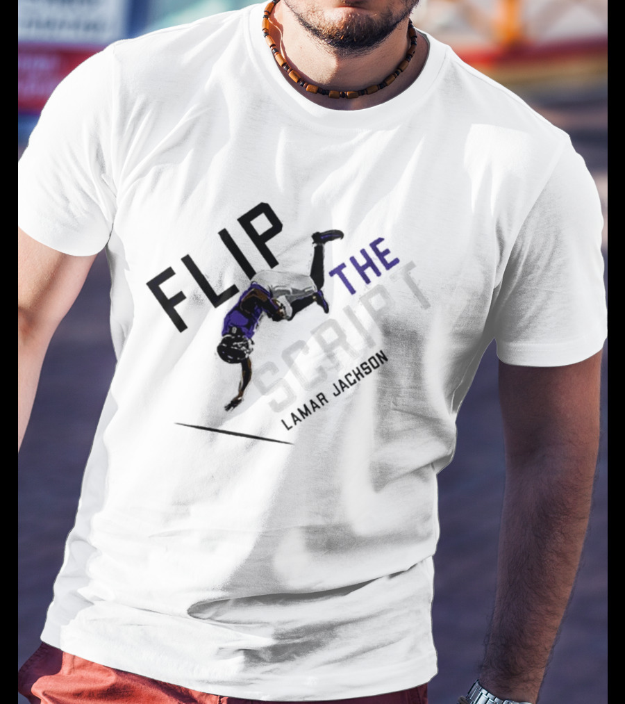 Flip The Script Lamar Jackson 08 Player Action T-Shirt